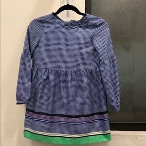 Janie and Jack Blue Patterned Dress with Green Trim